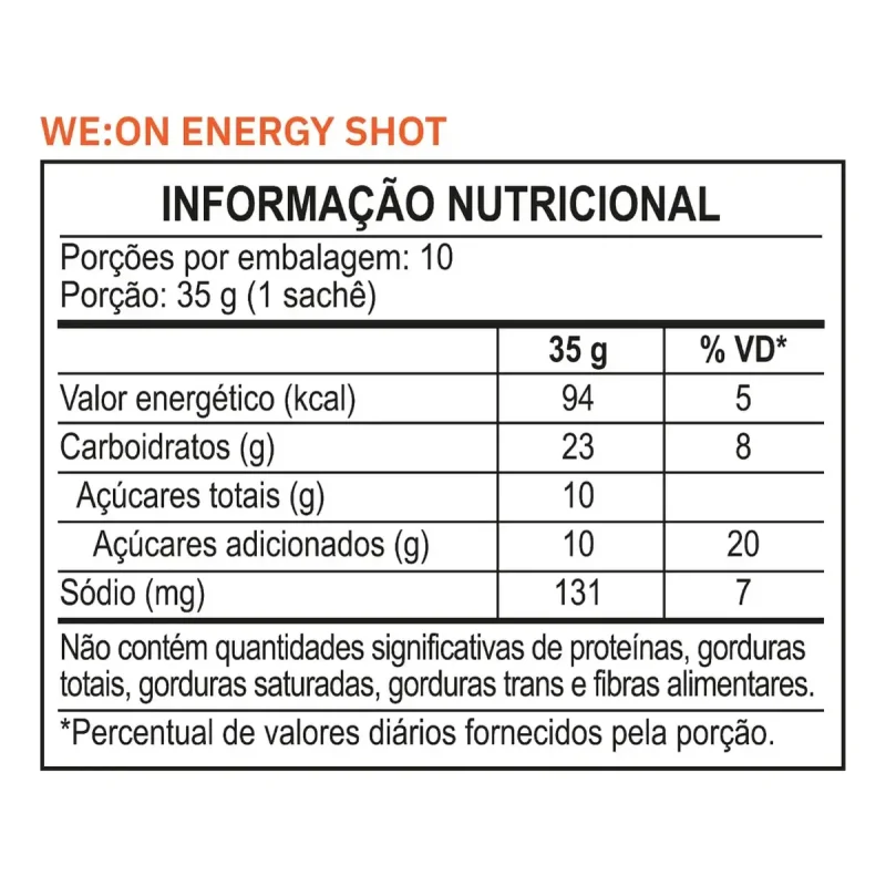 Gel De Carboidrato Weon Energy Shot Morango Kiwi 10 Saches