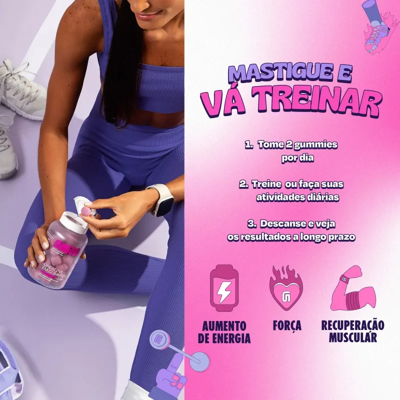 Guday Creatina Monohidratada Gummies Frutas Vermelhas 60un
