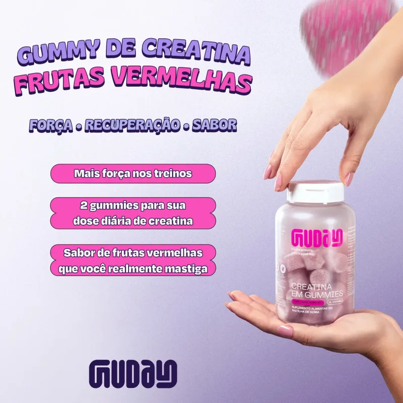 Guday Creatina Monohidratada Gummies Frutas Vermelhas 60un