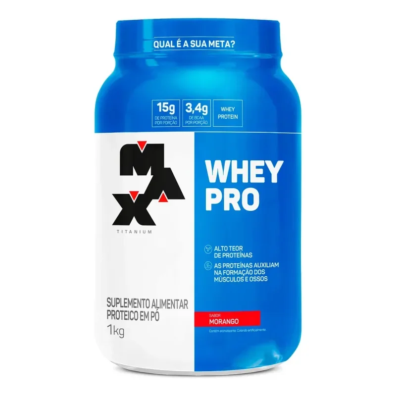 Max Titanium Whey Pro Concentrado 1kg Morango
