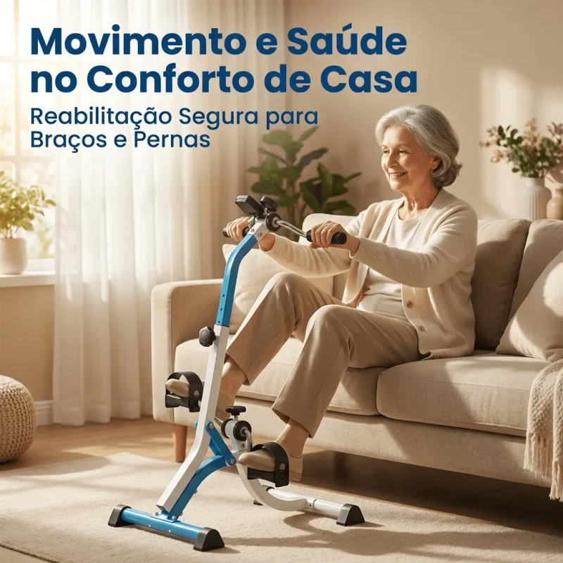 Mini Bicicleta Ergometrica Idoso Com Exercicio De Bracos