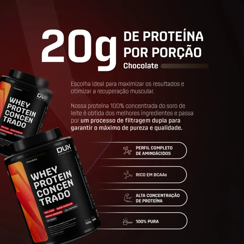 Whey Protein Concentrado Dux Nutrition 900g Chocolate