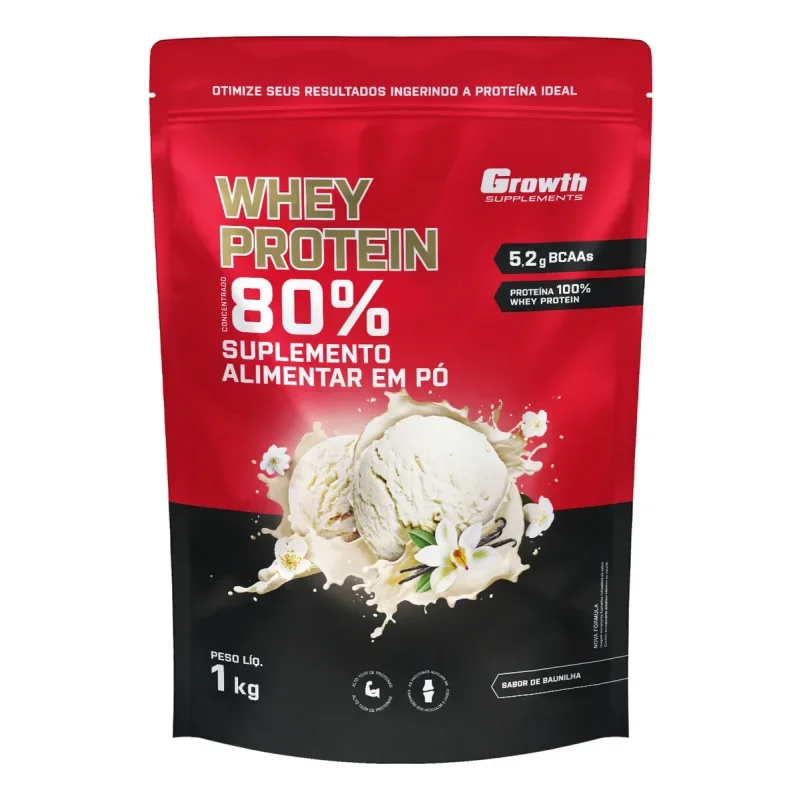 Whey Protein Concentrado Growth 1kg Sabor Baunilha