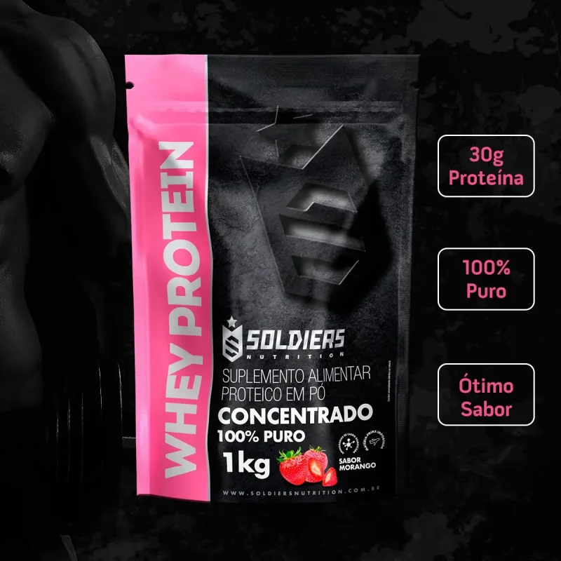 Whey Protein Concentrado Soldiers Nutrition Morango 1kg